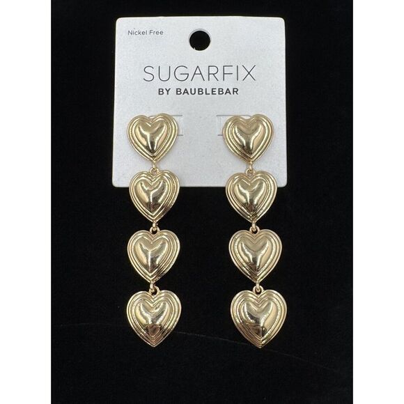 SUGARFIX Jewelry - New SUGARFIX by BAUBLEBAR Multi Heart Dangle Drop Gold Tone Valentines Earrings